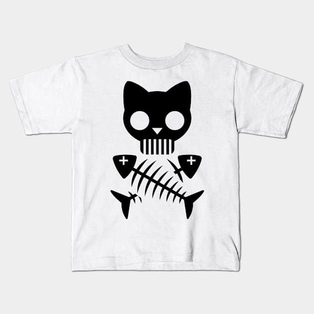 Cat skeleton Kids T-Shirt by MZeeDesigns